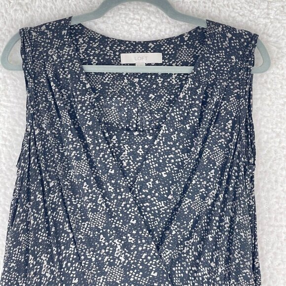 Ann Taylor LOFT Black Snake Print Sleeveless Dress Womens Surplice‎ Neck Size 8 - Picture 3 of 15